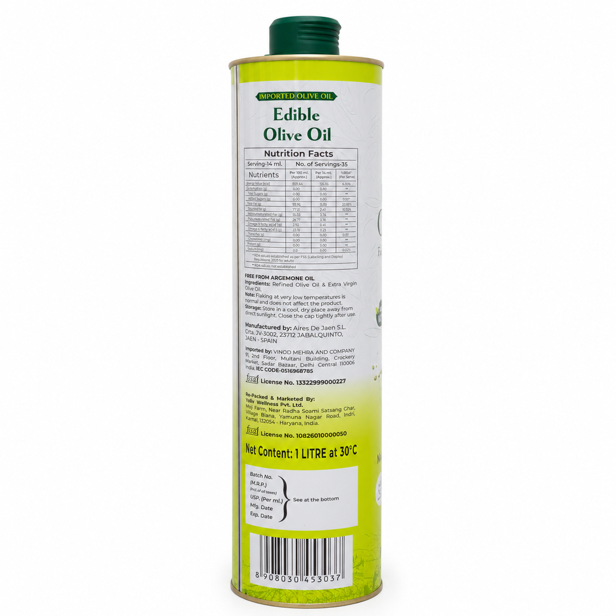 Yoliv Extra Light Olive Oil 1 Litre