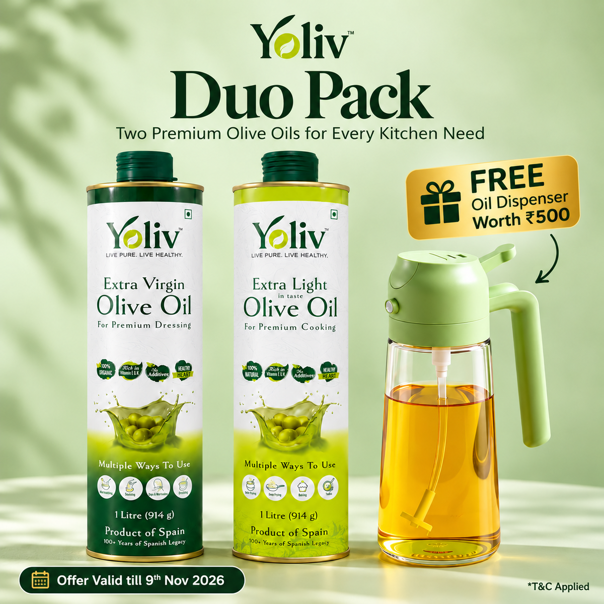 Yoliv Olive Oil "The Duo Pack" Extra Virgin & Extra Light